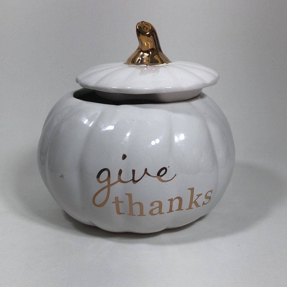Ceramic Pumpkin W/lid “give Thanks” - Picture 4 of 8